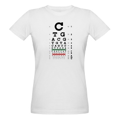 Eye chart with DNA bases organic women's T-shirt