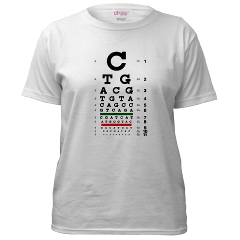 Eye chart with DNA bases women's T-shirt
