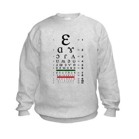 IPA eye chart kids' sweatshirt