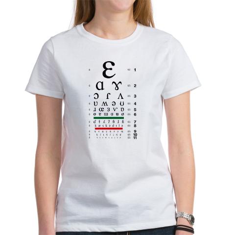 IPA eye chart women's T-shirt