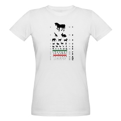 Eye chart with animal silhouettes organic women's T-shirt