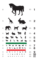 Eye chart with animal silhouettes