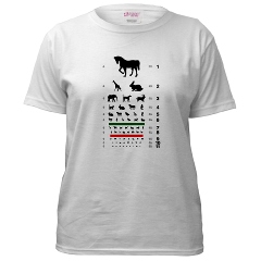 Eye chart with animal silhouettes women's T-shirt