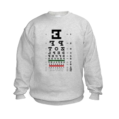 Eye chart with backwards letters kids' sweatshirt