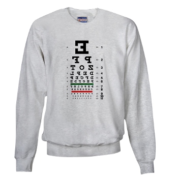 Eye chart with backwards letters men's sweatshirt