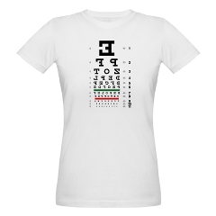 Eye chart with backwards letters organic women's T-shirt