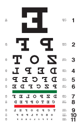eye chart with backwards letters