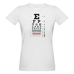 Eye chart with blurring letters organic women's T-shirt