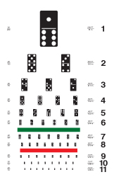 Eye chart with dominoes