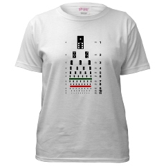 Eye chart with dominoes women's T-shirt