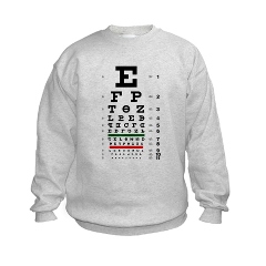 Eye chart with evolving letters kids' sweatshirt