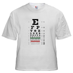 Eye chart with evolving letters men's T-shirt