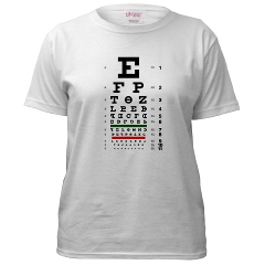 Eye chart with evolving letters women's T-shirt
