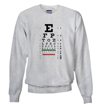 Eye chart with fading letters men's sweatshirt