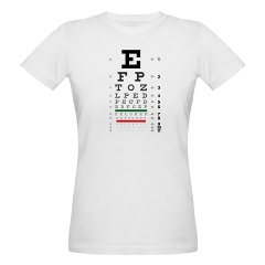 Eye chart with fading letters organic women's T-shirt