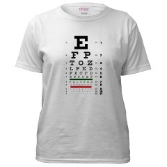 Eye chart with fading letters women's T-shirt