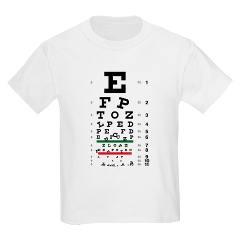 Eye chart with falling letters kids' T-shirt