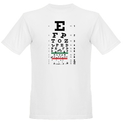 Eye chart with falling letters organic men's T-shirt