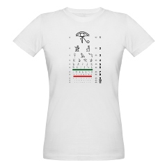 Eye chart with hieroglyphs organic women's T-shirt