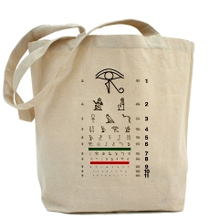 Eye chart with hieroglyphs tote bag