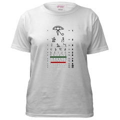 Eye chart with hieroglyphs women's T-shirt