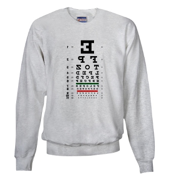 Mirror image eye chart men's sweatshirt