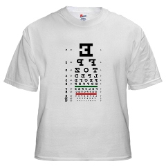 Mirror image eye chart men's T-shirt
