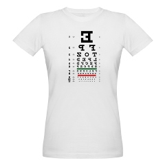 Mirror image eye chart organic women's T-shirt