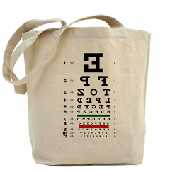 Mirror image eye chart tote bag