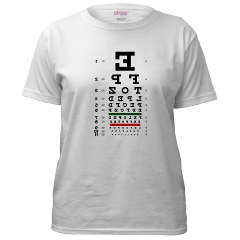 Mirror image eye chart women's T-shirt