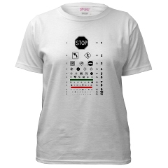 Eye chart with road signs women's T-shirt
