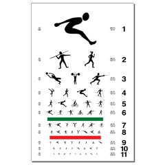 Eye chart with sports figures poster