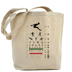 Eye chart with sports figures tote bag
