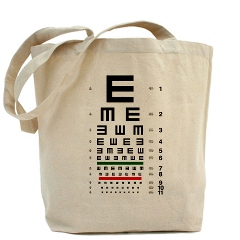 Tumbling E eye chart tote bag