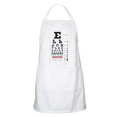 Eye chart with upside-down letters BBQ apron