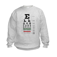 Eye chart with upside-down letters kids' sweatshirt